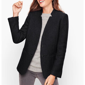 Talbots Boiled Wool Blend Blazer Size:10 Black 1 Button Jacket Lined